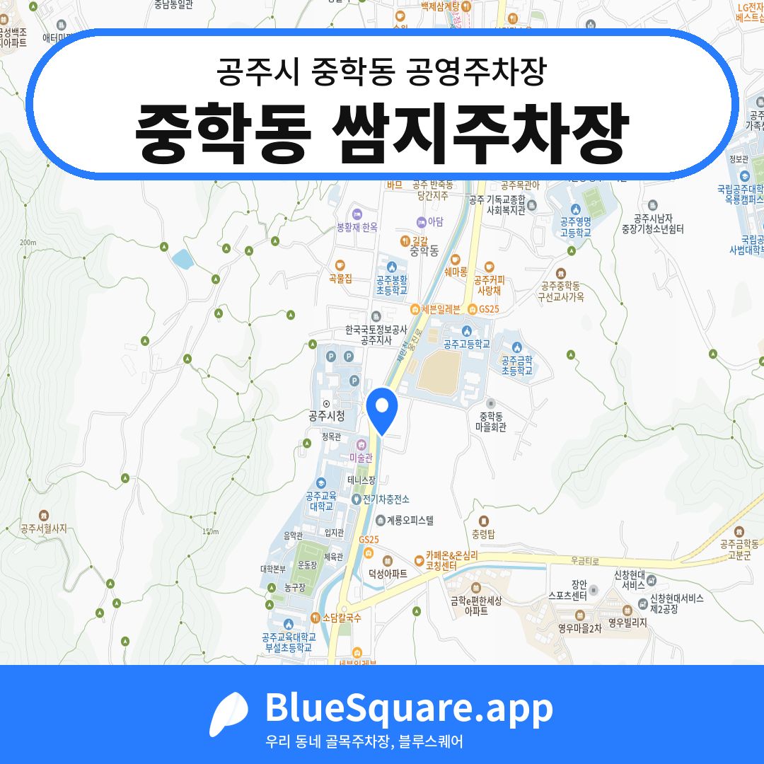 중학동 쌈지주차장 위치 지도 — 충남 공주시 중학동 | 블루스퀘어 주차