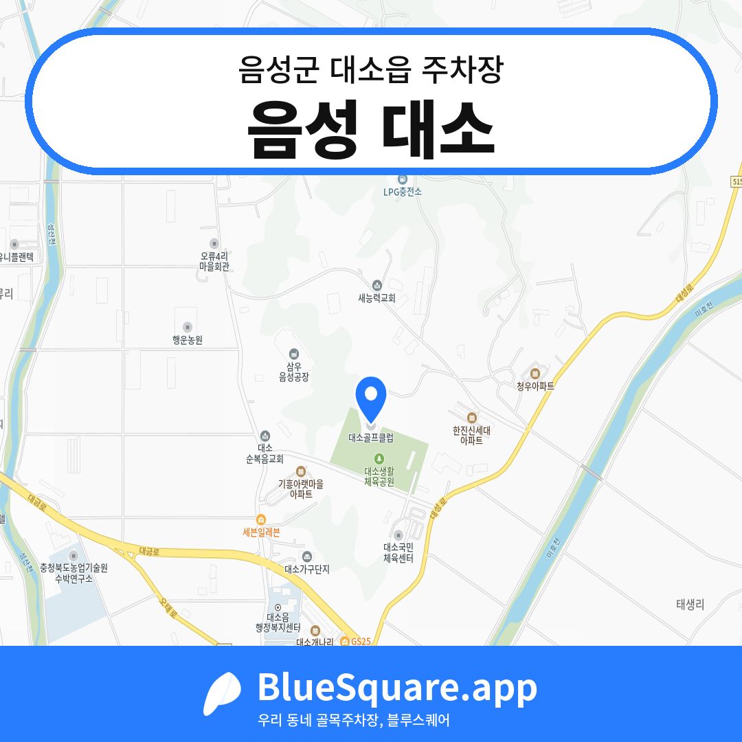 음성 대소 위치 지도 — 충북 음성군 대소읍 | 블루스퀘어 주차