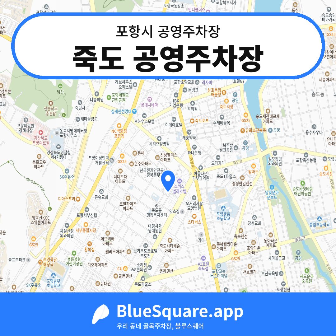 죽도 공영주차장 위치 지도 — 경북 포항시 | 블루스퀘어 주차