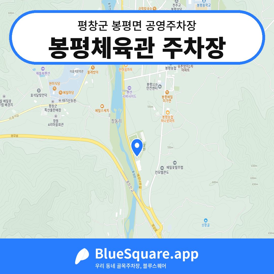 봉평체육관 주차장 위치 지도 — 강원 평창군 봉평면 | 블루스퀘어 주차