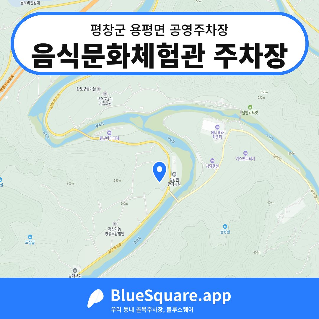 음식문화체험관 주차장 위치 지도 — 강원 평창군 용평면 | 블루스퀘어 주차