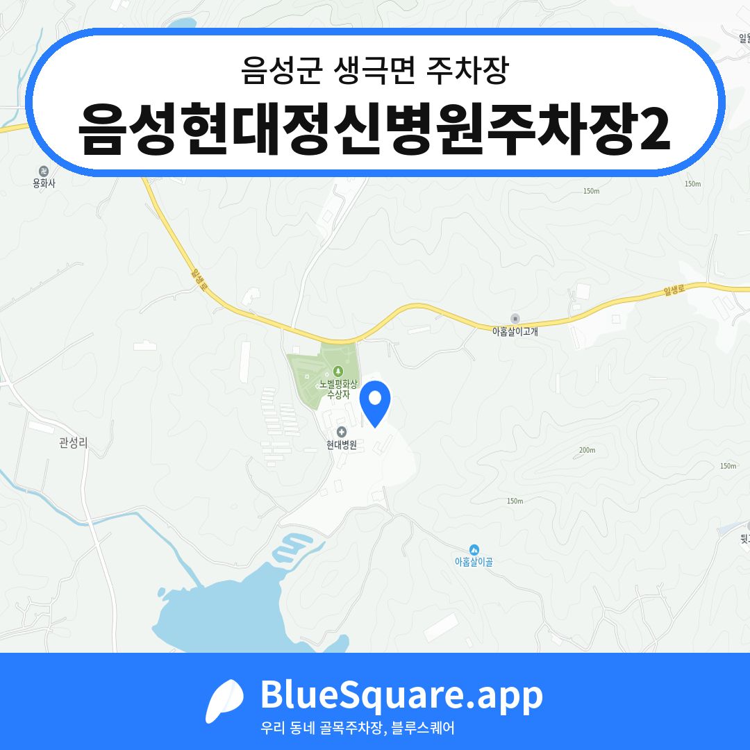 음성현대정신병원주차장2 위치 지도 — 충북 음성군 생극면 | 블루스퀘어 주차
