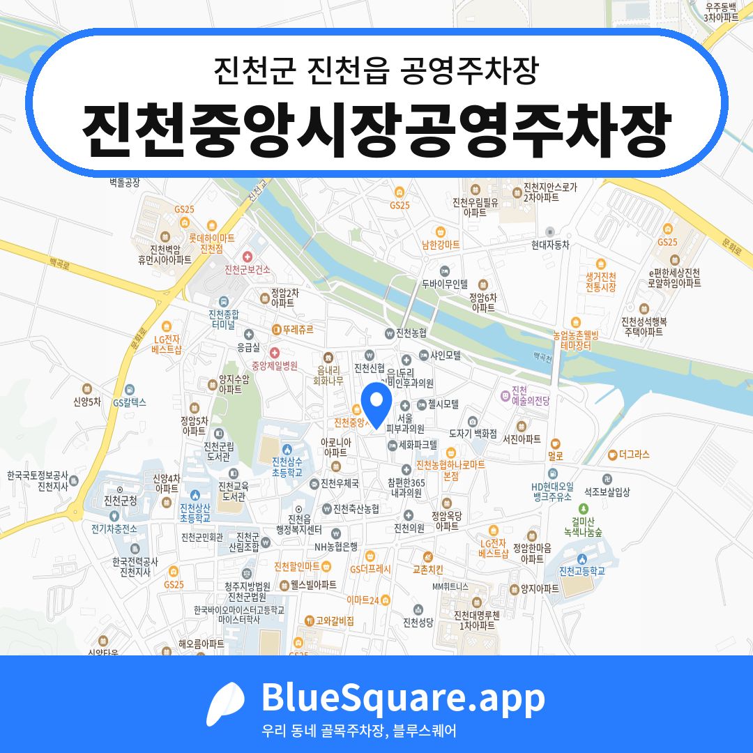 진천중앙시장공영주차장 위치 지도 — 충북 진천군 진천읍 | 블루스퀘어 주차