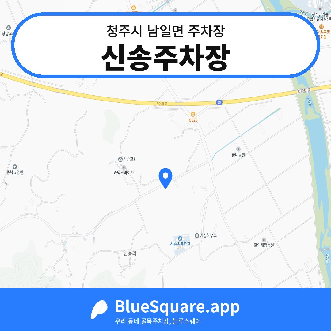 신송주차장 위치 지도 — 충북 청주시 남일면 | 블루스퀘어 주차