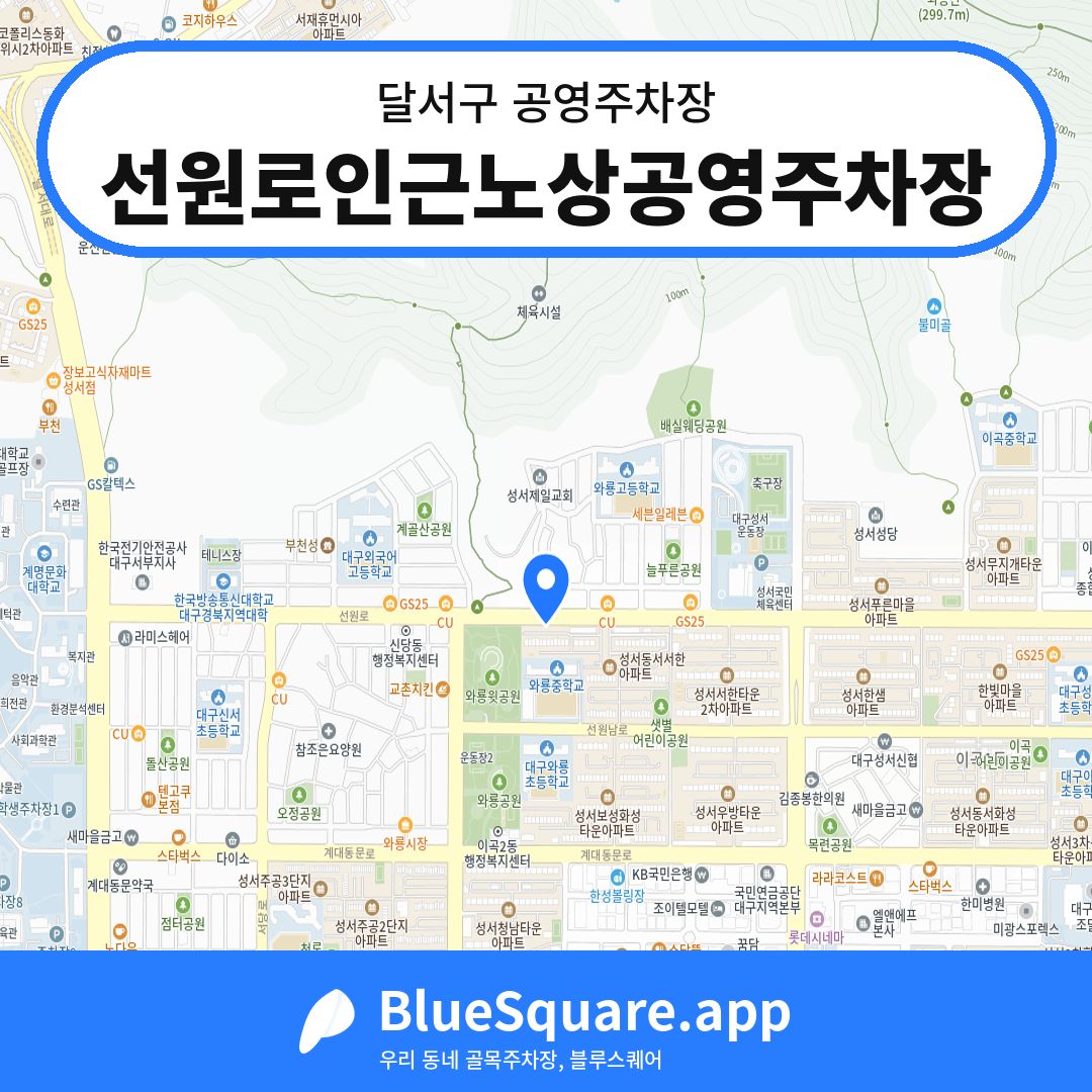 선원로인근노상공영주차장 위치 지도 — 대구 달서구 | 블루스퀘어 주차