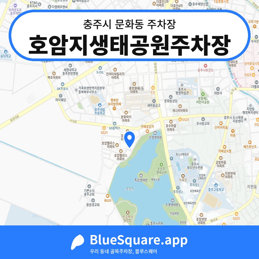 호암지생태공원주차장 위치 지도 — 충북 충주시 문화동 | 블루스퀘어 주차