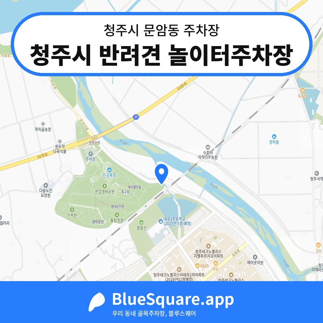 청주시 반려견 놀이터주차장 위치 지도 — 충북 청주시 문암동 | 블루스퀘어 주차