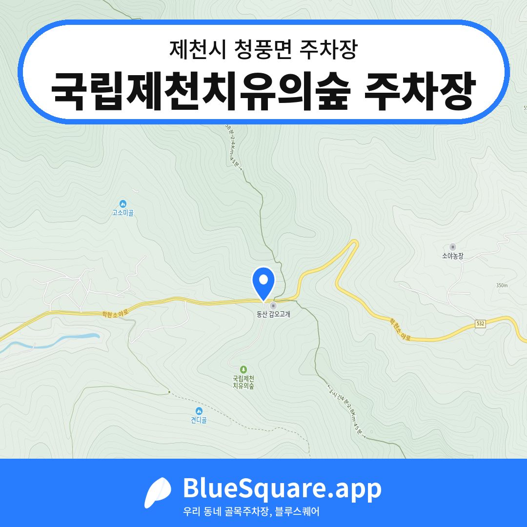 국립제천치유의숲 주차장 위치 지도 — 충북 제천시 청풍면 | 블루스퀘어 주차