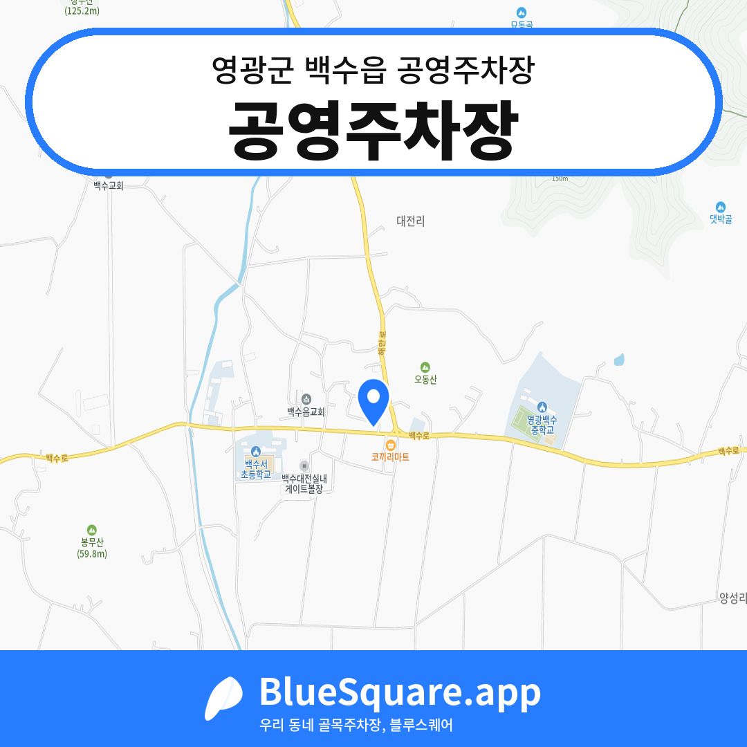 공영주차장 위치 지도 — 전남 영광군 백수읍 | 블루스퀘어 주차