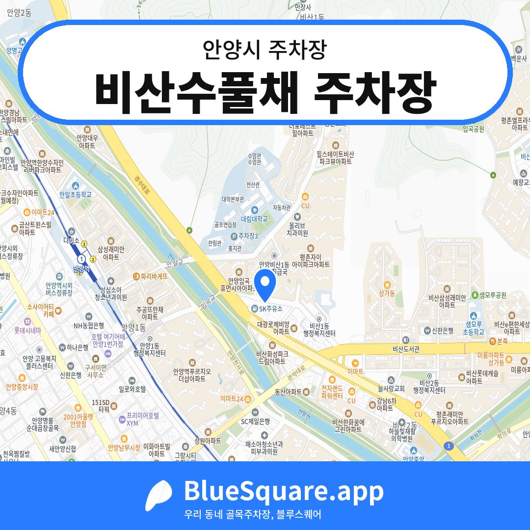 비산수풀채 주차장 위치 지도 — 경기 안양시 | 블루스퀘어 주차