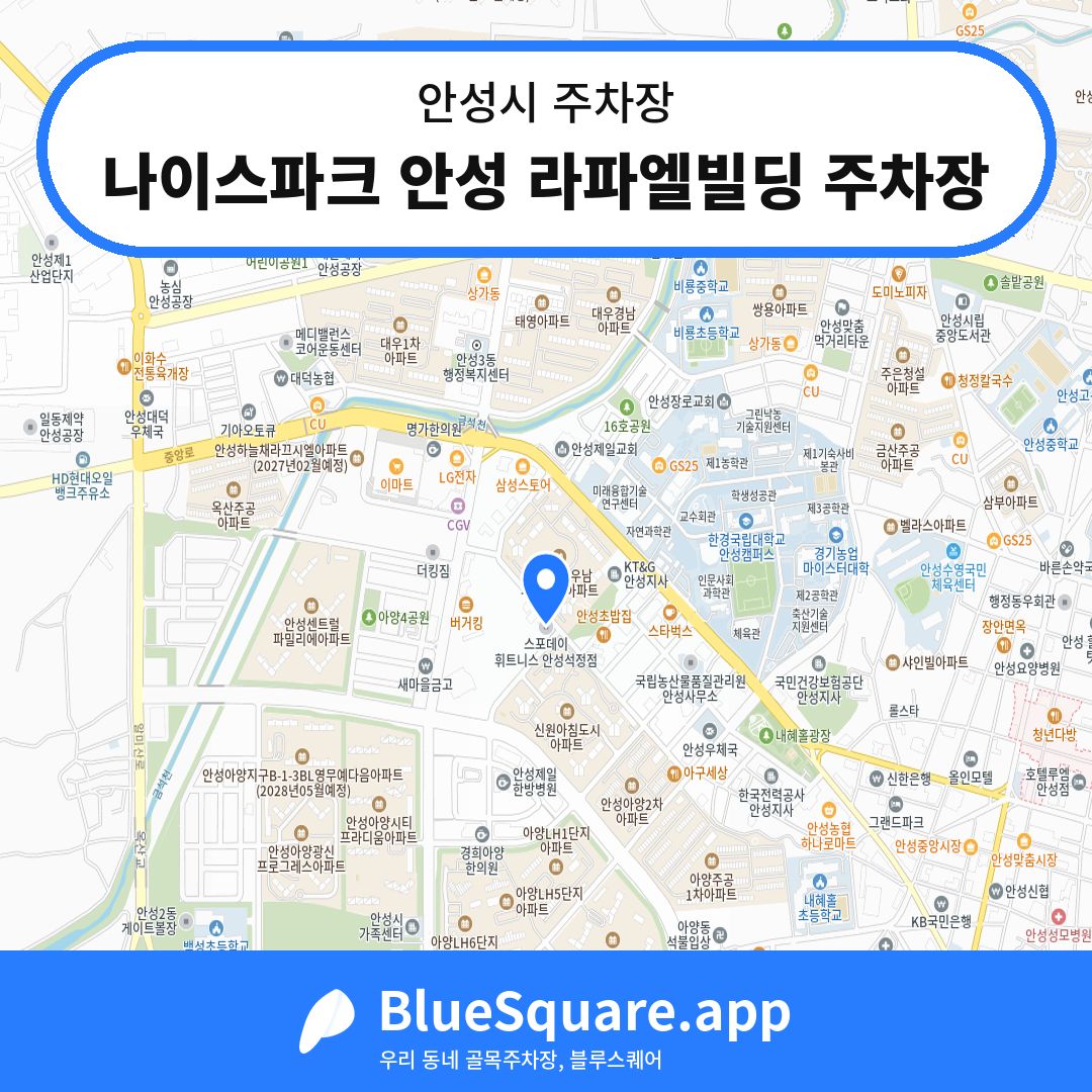 나이스파크 안성 라파엘빌딩 주차장 위치 지도 — 경기 안성시 | 블루스퀘어 주차