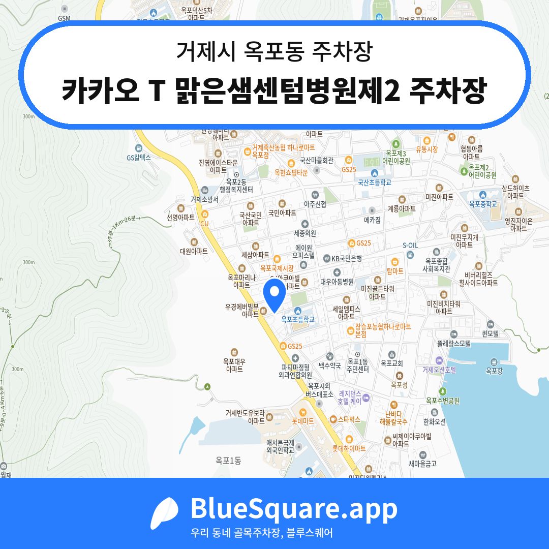 카카오 T 맑은샘센텀병원제2 주차장 위치 지도 — 경남 거제시 옥포동 | 블루스퀘어 주차