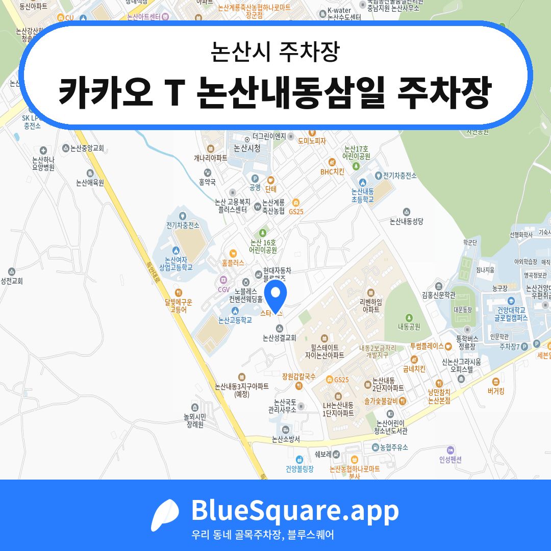 카카오 T 논산내동삼일 주차장 위치 지도 — 충남 논산시 | 블루스퀘어 주차