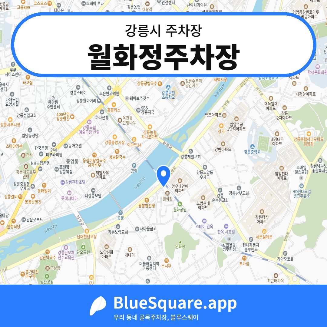 월화정주차장 위치 지도 — 강원 강릉시 | 블루스퀘어 주차