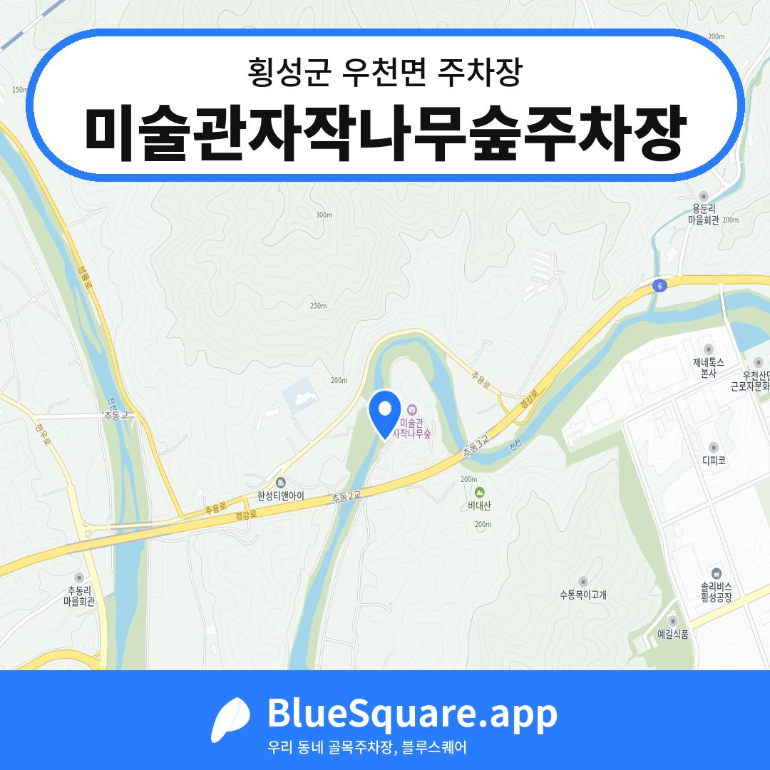 미술관자작나무숲주차장 위치 지도 — 강원 횡성군 우천면 | 블루스퀘어 주차