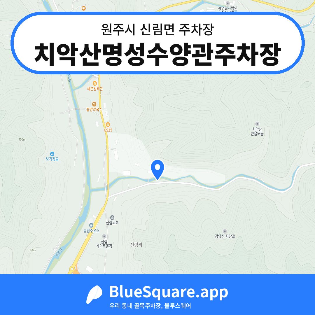 치악산명성수양관주차장 위치 지도 — 강원 원주시 신림면 | 블루스퀘어 주차