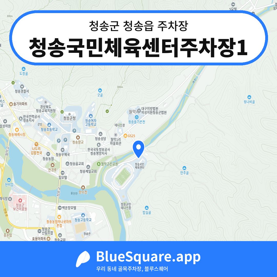청송국민체육센터주차장1 위치 지도 — 경북 청송군 청송읍 | 블루스퀘어 주차