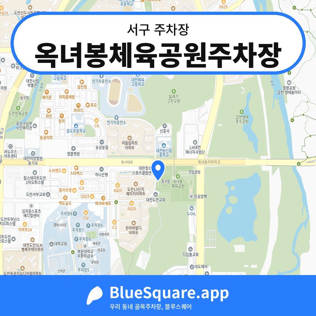 옥녀봉체육공원주차장 위치 지도 — 대전 서구 | 블루스퀘어 주차