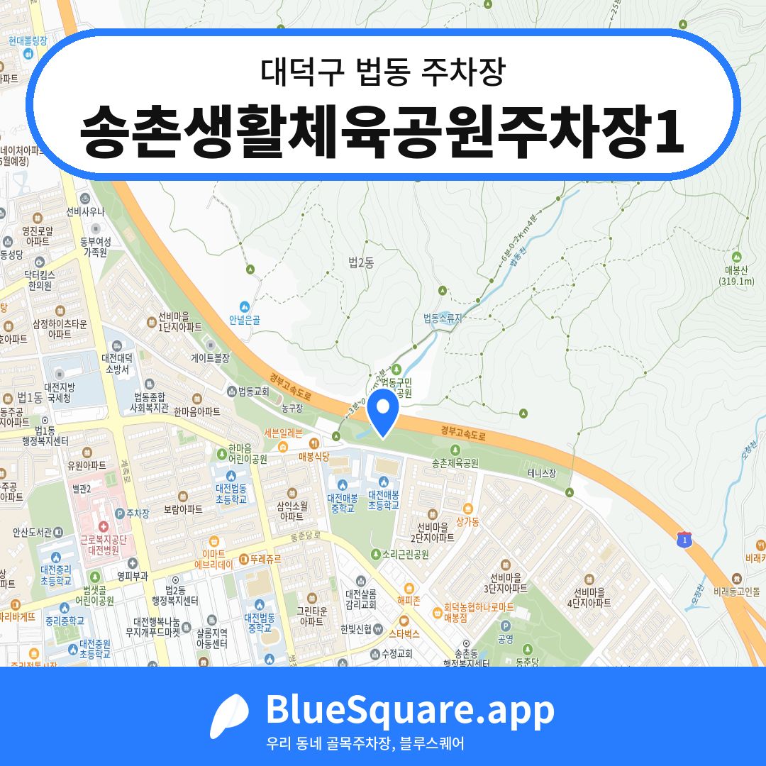 송촌생활체육공원주차장1 위치 지도 — 대전 대덕구 법동 | 블루스퀘어 주차