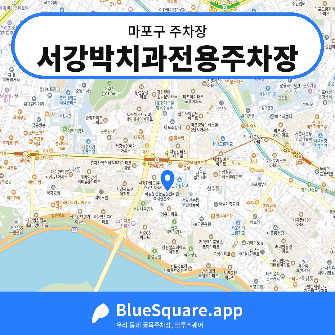 서강박치과전용주차장 위치 지도 — 서울 마포구 | 블루스퀘어 주차