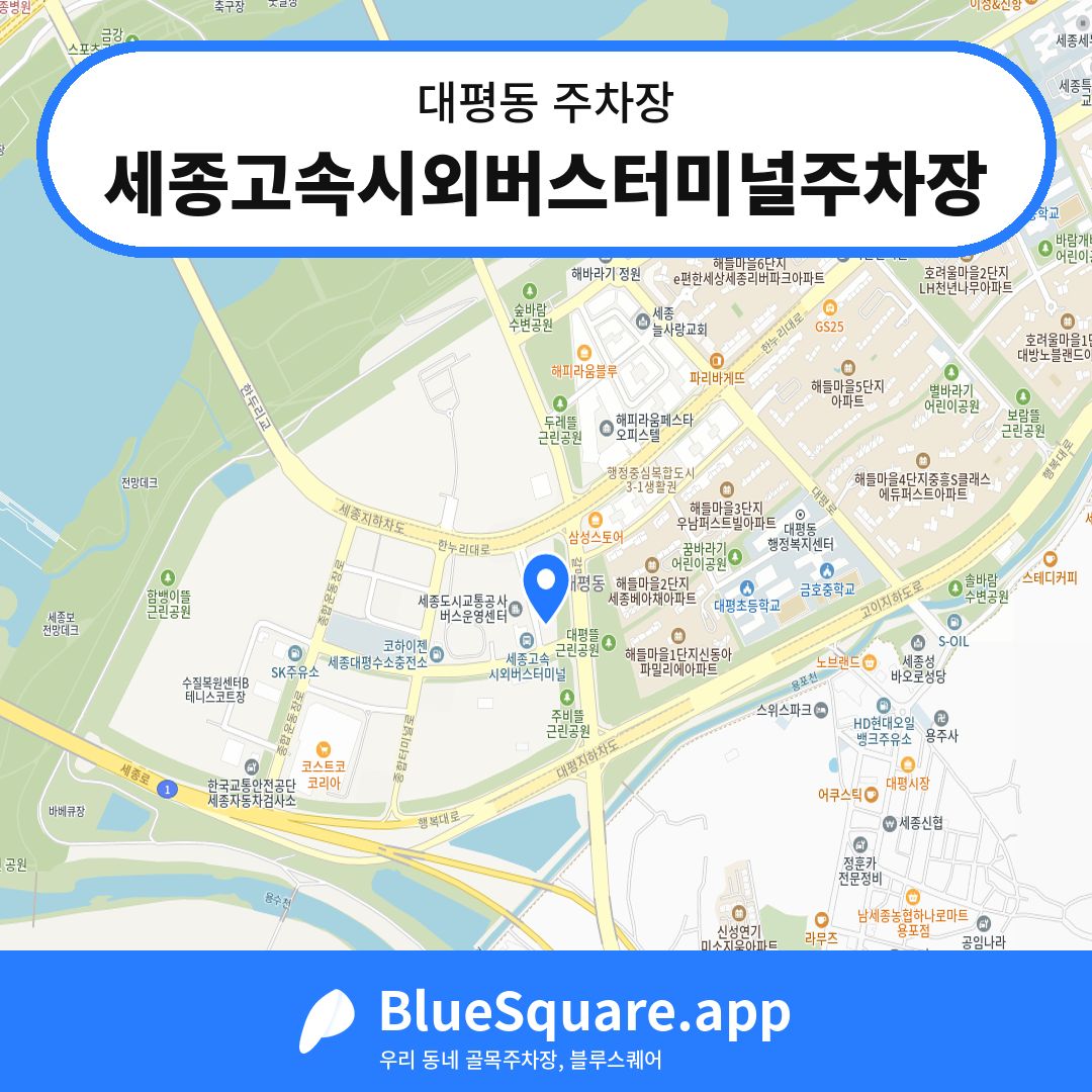 세종고속시외버스터미널주차장 위치 지도 — 세종 대평동 | 블루스퀘어 주차