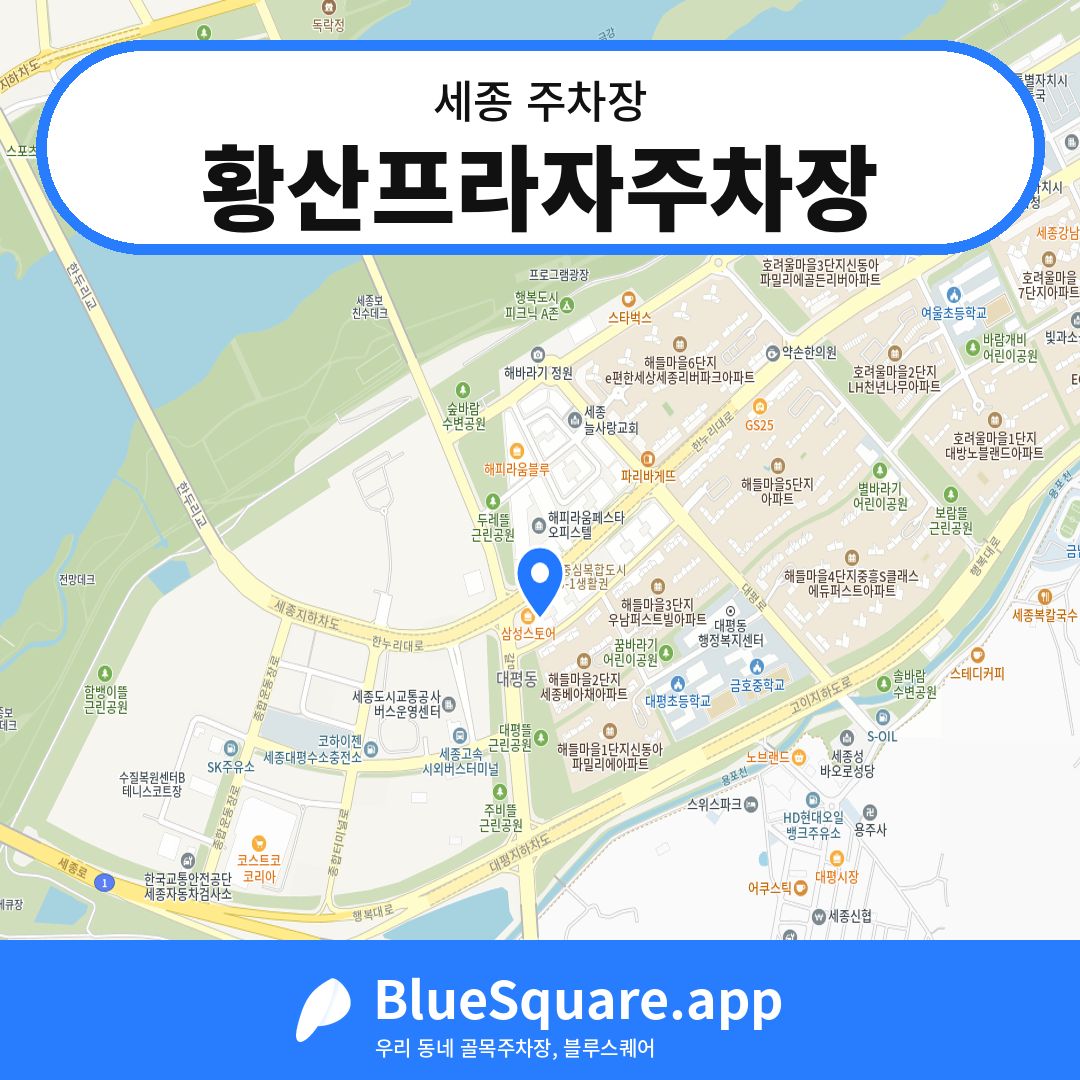황산프라자주차장 위치 지도 — 세종 | 블루스퀘어 주차