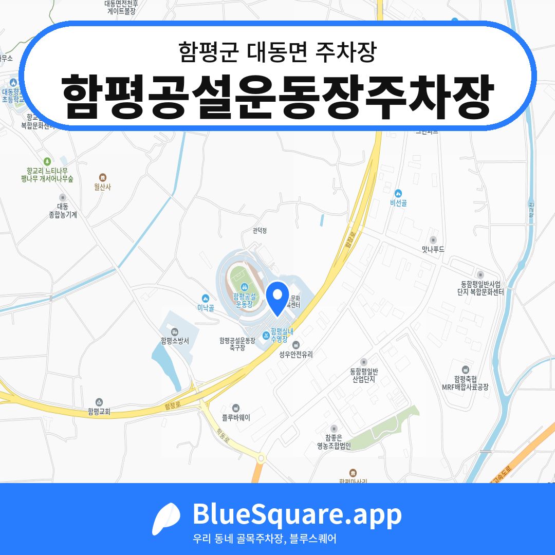 함평공설운동장주차장 위치 지도 — 전남 함평군 대동면 | 블루스퀘어 주차