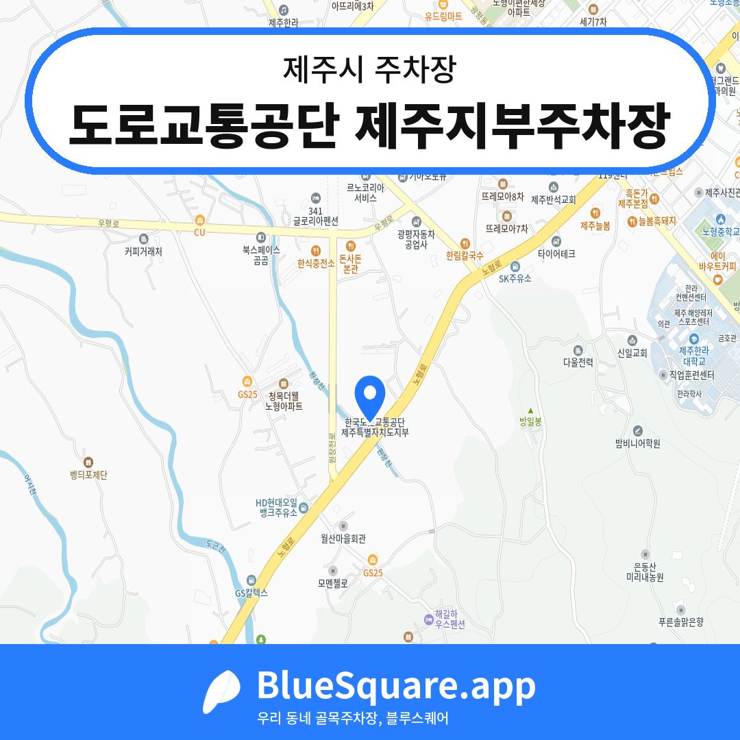 도로교통공단 제주지부주차장 위치 지도 — 제주 제주시 | 블루스퀘어 주차