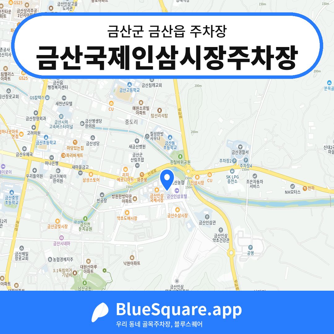 금산국제인삼시장주차장 위치 지도 — 충남 금산군 금산읍 | 블루스퀘어 주차