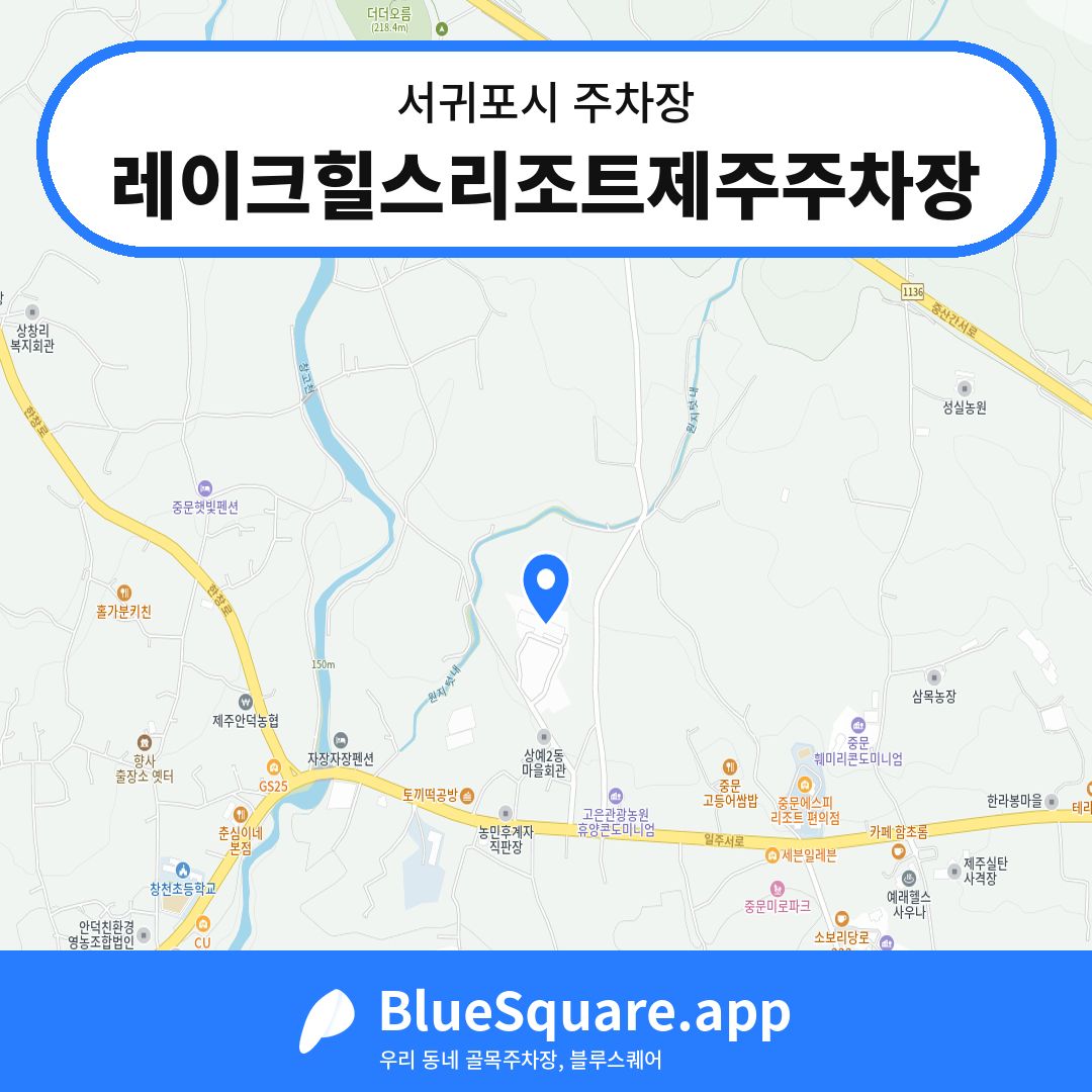 레이크힐스리조트제주주차장 위치 지도 — 제주 서귀포시 | 블루스퀘어 주차