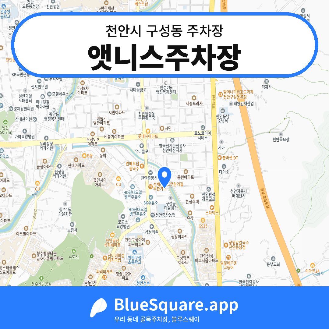 앳니스주차장 위치 지도 — 충남 천안시 구성동 | 블루스퀘어 주차