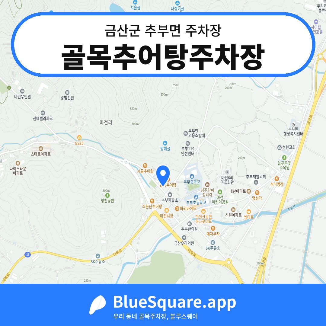 골목추어탕주차장 위치 지도 — 충남 금산군 추부면 | 블루스퀘어 주차