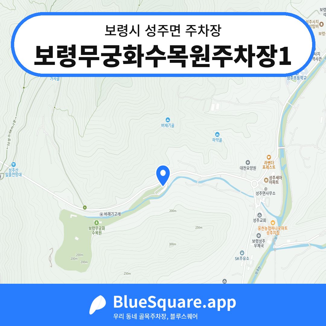 보령무궁화수목원주차장1 위치 지도 — 충남 보령시 성주면 | 블루스퀘어 주차