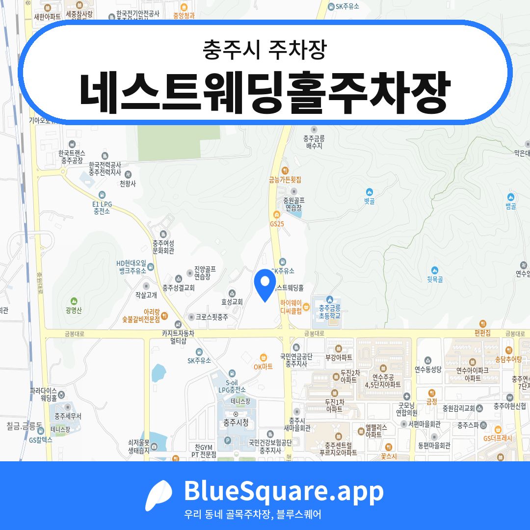 네스트웨딩홀주차장 위치 지도 — 충북 충주시 | 블루스퀘어 주차
