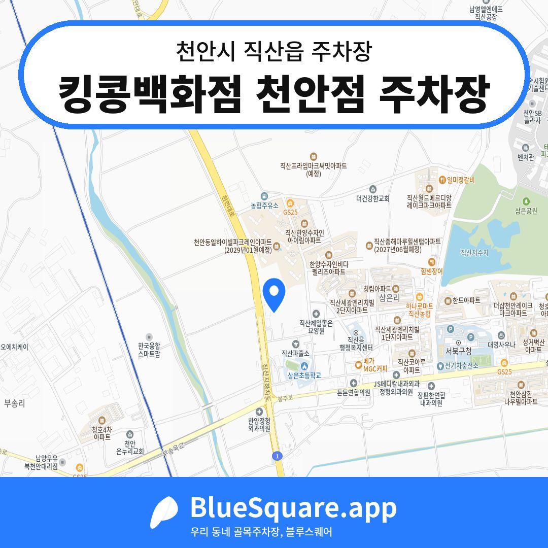 킹콩백화점 천안점 주차장 위치 지도 — 충남 천안시 직산읍 | 블루스퀘어 주차