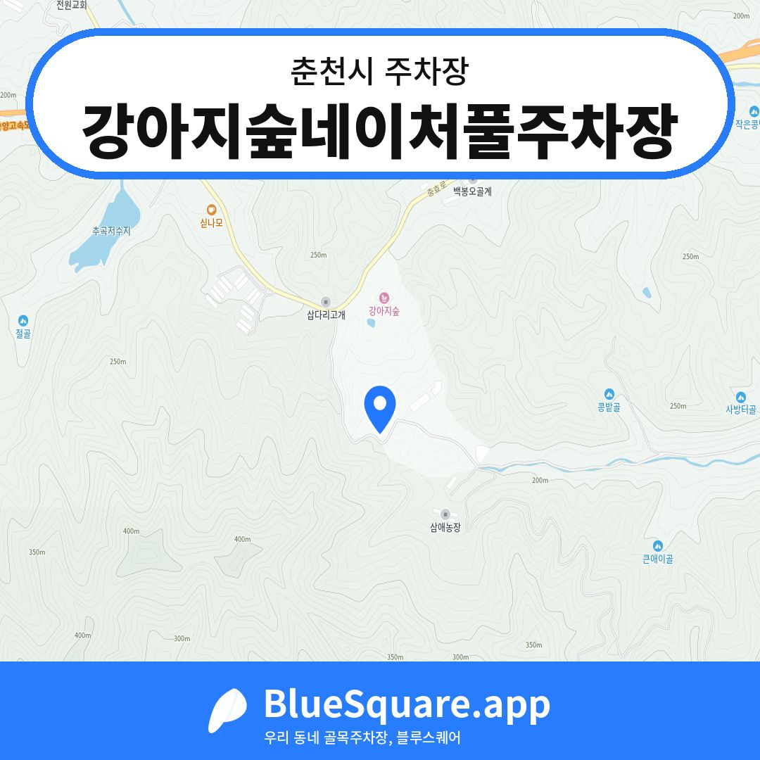 강아지숲네이처풀주차장 위치 지도 — 강원 춘천시 | 블루스퀘어 주차