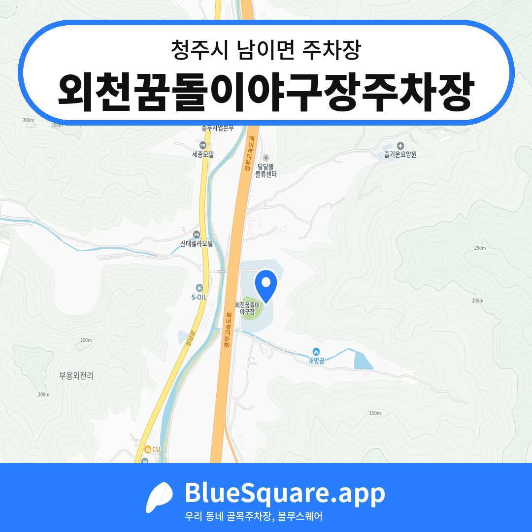 외천꿈돌이야구장주차장 위치 지도 — 충북 청주시 남이면 | 블루스퀘어 주차
