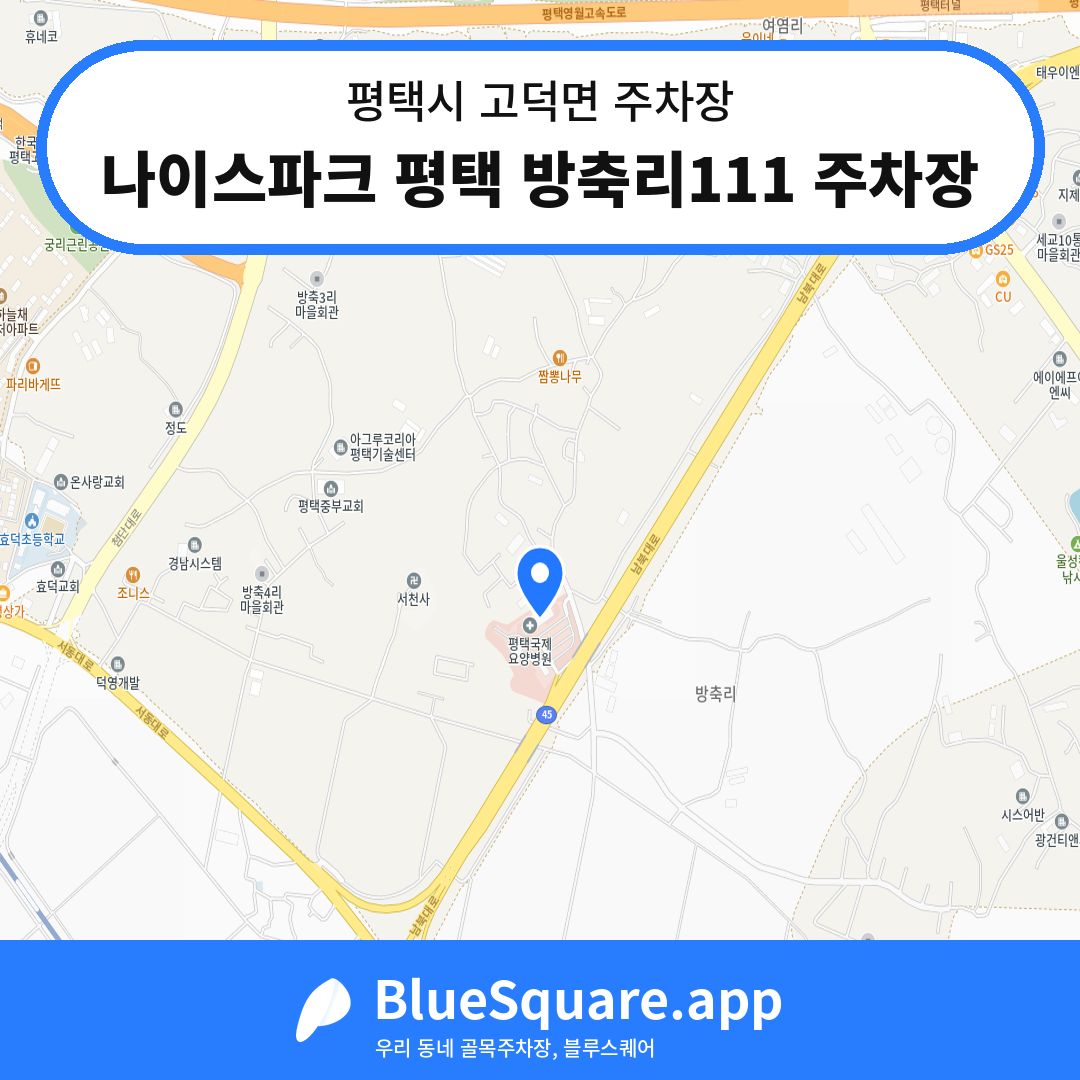 나이스파크 평택 방축리111 주차장 위치 지도 — 경기 평택시 고덕면 | 블루스퀘어 주차