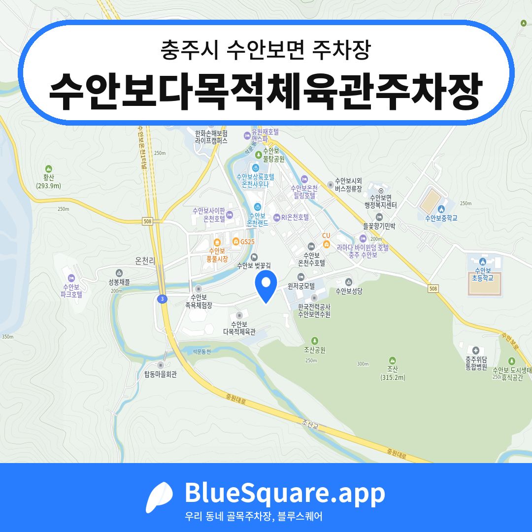 수안보다목적체육관주차장 위치 지도 — 충북 충주시 수안보면 | 블루스퀘어 주차
