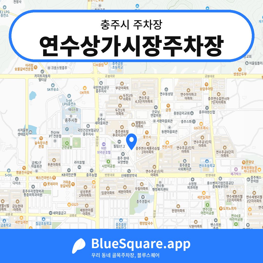 연수상가시장주차장 위치 지도 — 충북 충주시 | 블루스퀘어 주차