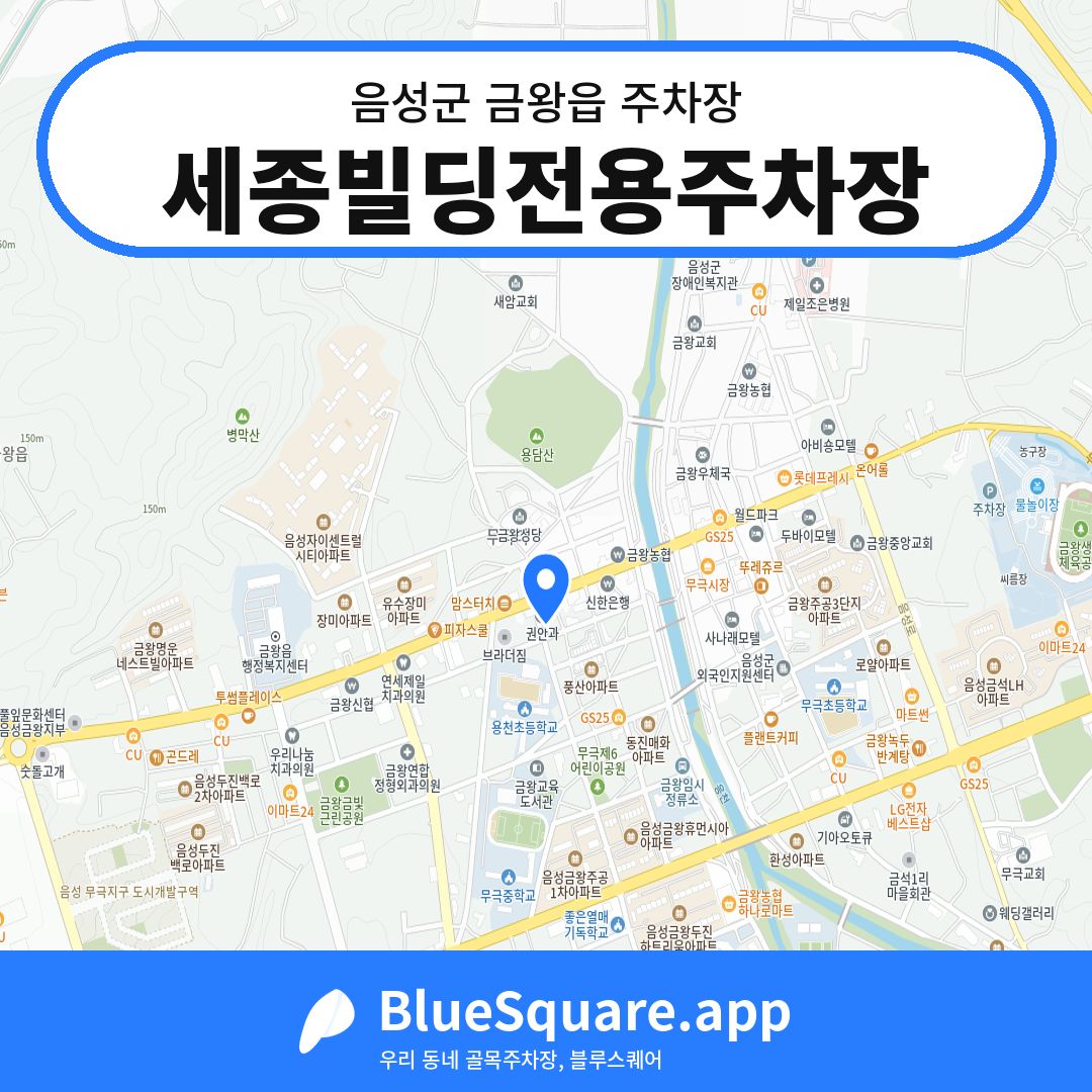 세종빌딩전용주차장 위치 지도 — 충북 음성군 금왕읍 | 블루스퀘어 주차