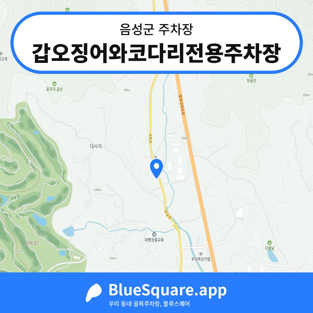 갑오징어와코다리전용주차장 위치 지도 — 충북 음성군 | 블루스퀘어 주차