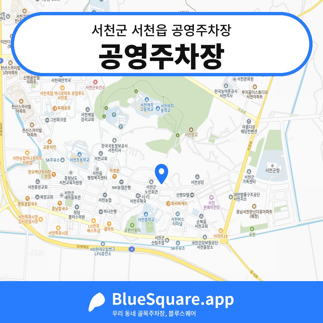 공영주차장 위치 지도 — 충남 서천군 서천읍 | 블루스퀘어 주차