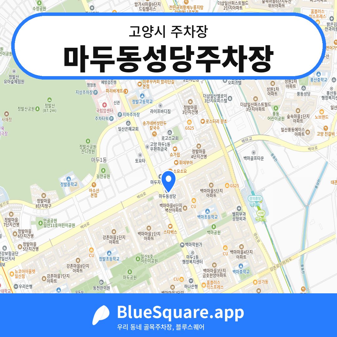 마두동성당주차장 위치 지도 — 경기 고양시 | 블루스퀘어 주차