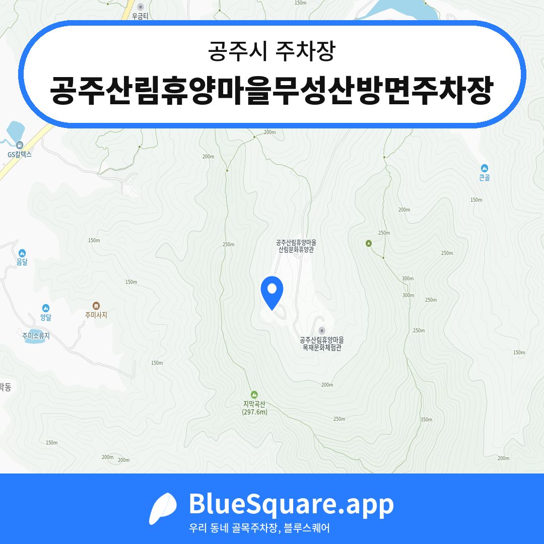 공주산림휴양마을무성산방면주차장 위치 지도 — 충남 공주시 | 블루스퀘어 주차