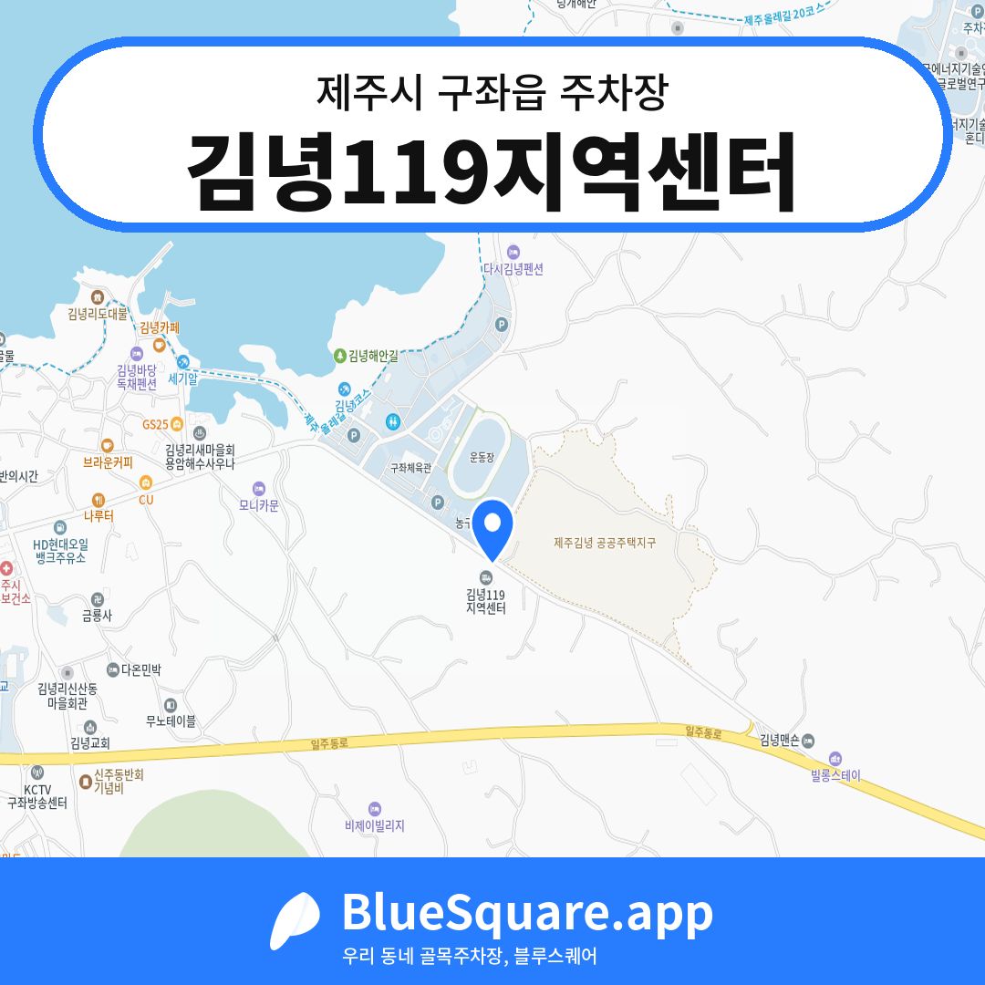 김녕119지역센터 위치 지도 — 제주 제주시 구좌읍 | 블루스퀘어 주차