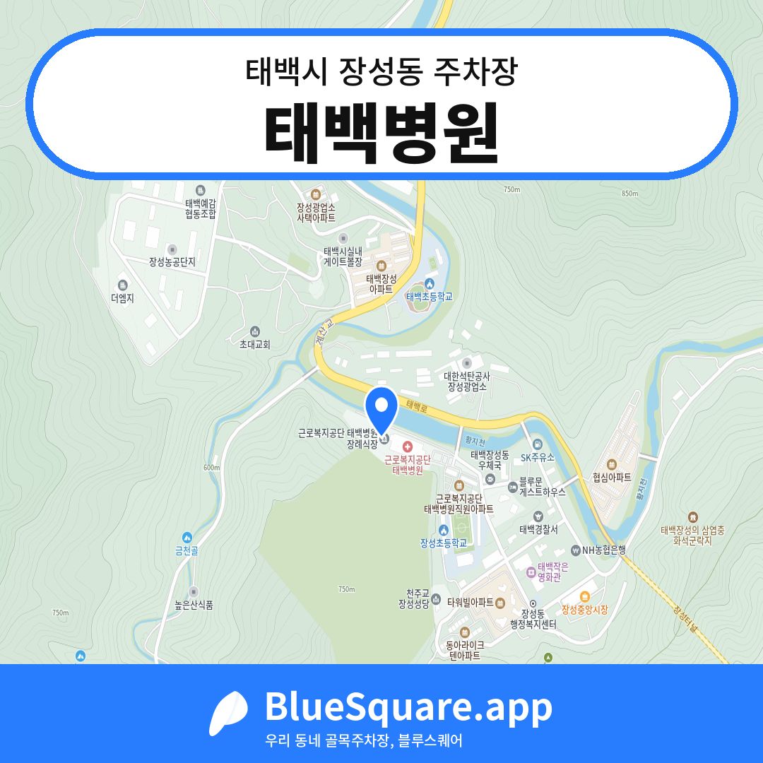 태백병원 위치 지도 — 강원 태백시 장성동 | 블루스퀘어 주차