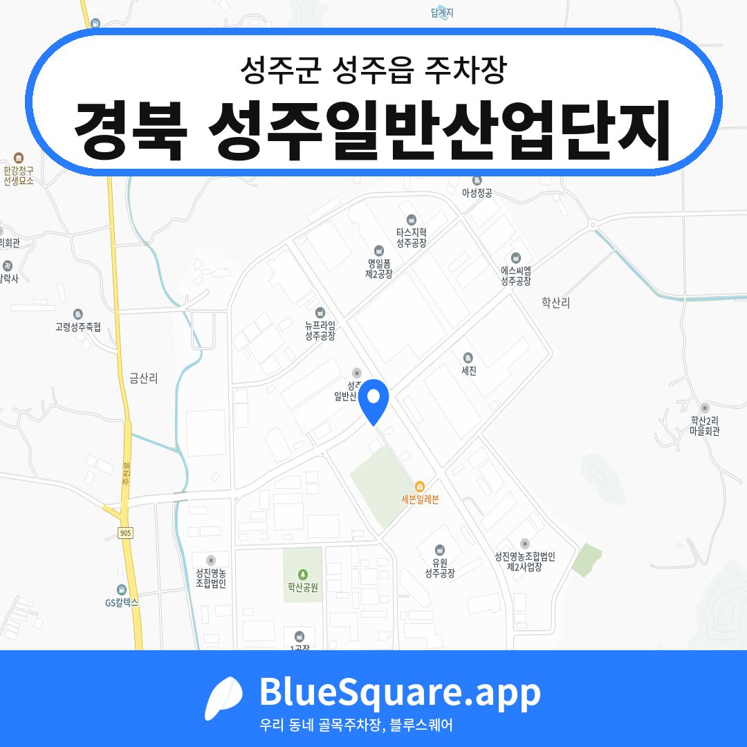 경북 성주일반산업단지 위치 지도 — 경북 성주군 성주읍 | 블루스퀘어 주차