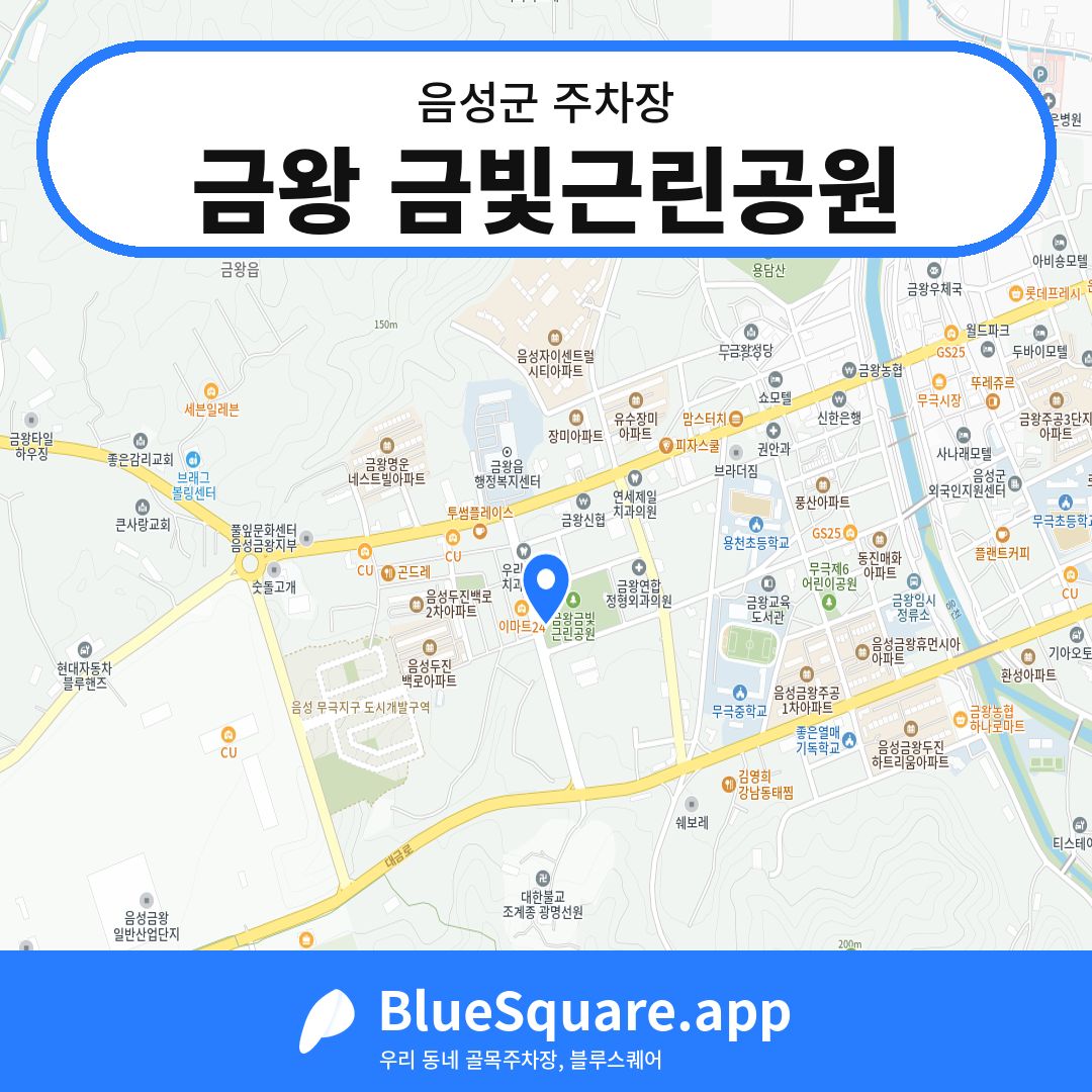 금왕 금빛근린공원 위치 지도 — 충북 음성군 | 블루스퀘어 주차