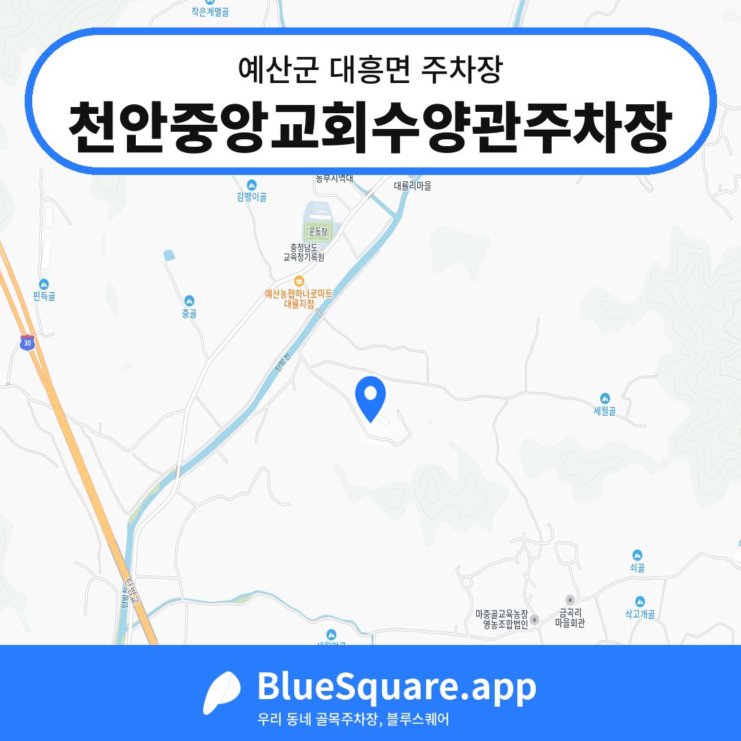 천안중앙교회수양관주차장 위치 지도 — 충남 예산군 대흥면 | 블루스퀘어 주차